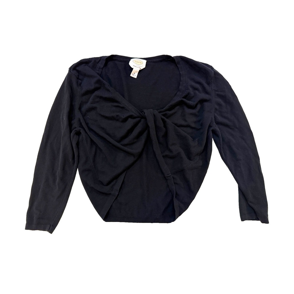 Talbots Shrug Sweater Womens Black Open Front Balletcore Classic